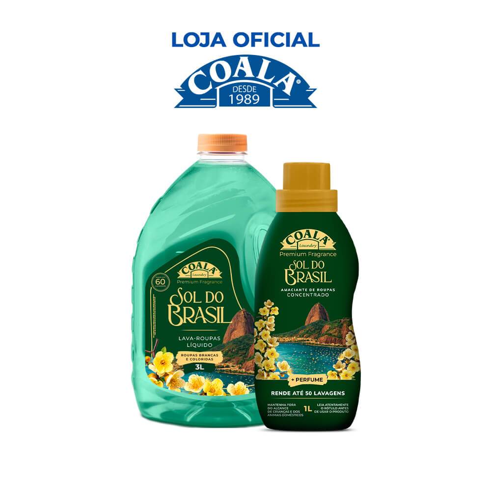 Kit Coala Laundry Sol do Brasil - 1 lava Roupas 3L +1 Amaciante1L em Oferta na Shopee