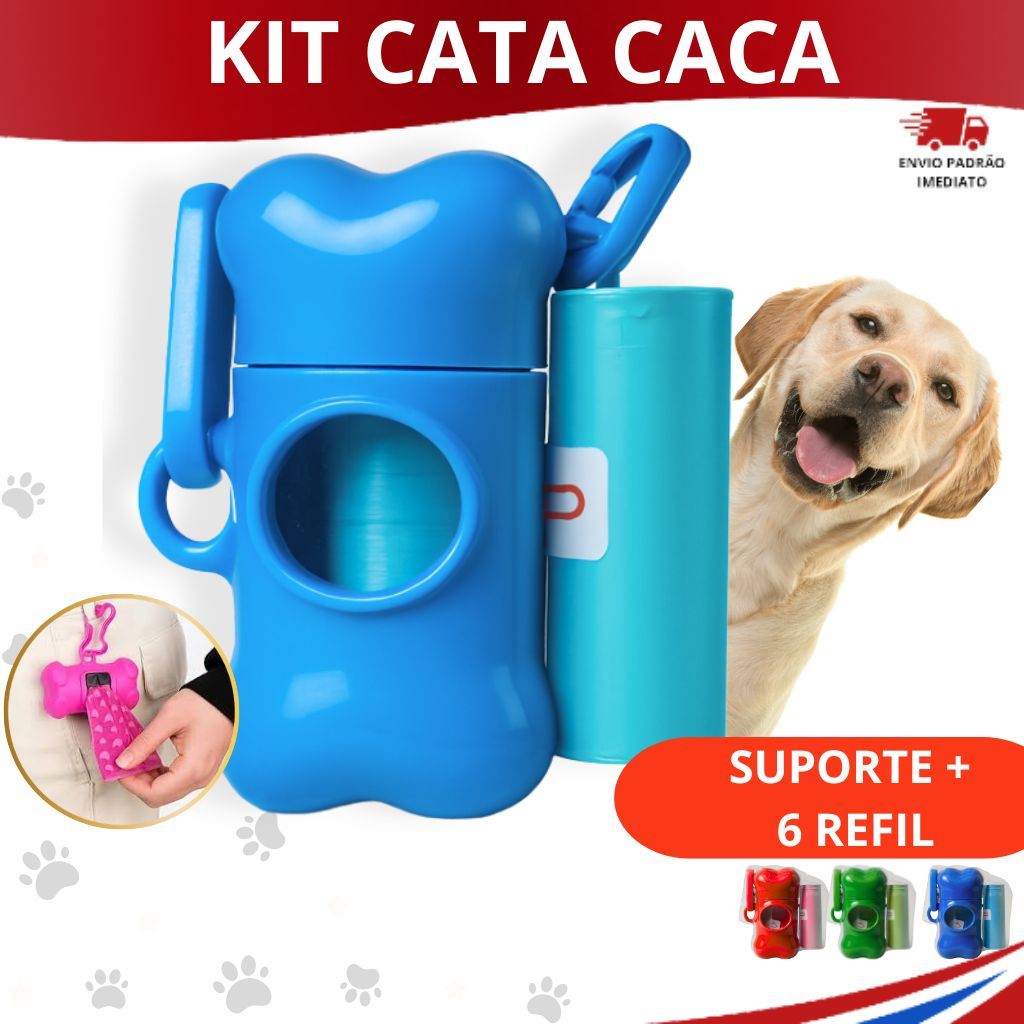 Kit Cata Caca Suporte Ossinho Com Refil Sacolinhas Higiênicas Pets Para Passeios Cachorros em Oferta na Shopee