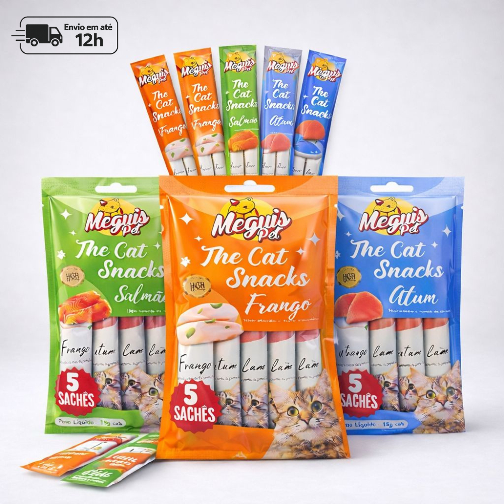 Petisco Churu Para Gatos MeguisPet Kit Vários Sabores Cremoso - Contém 5 Tubos de 15g Por Unidade em Oferta na Shopee