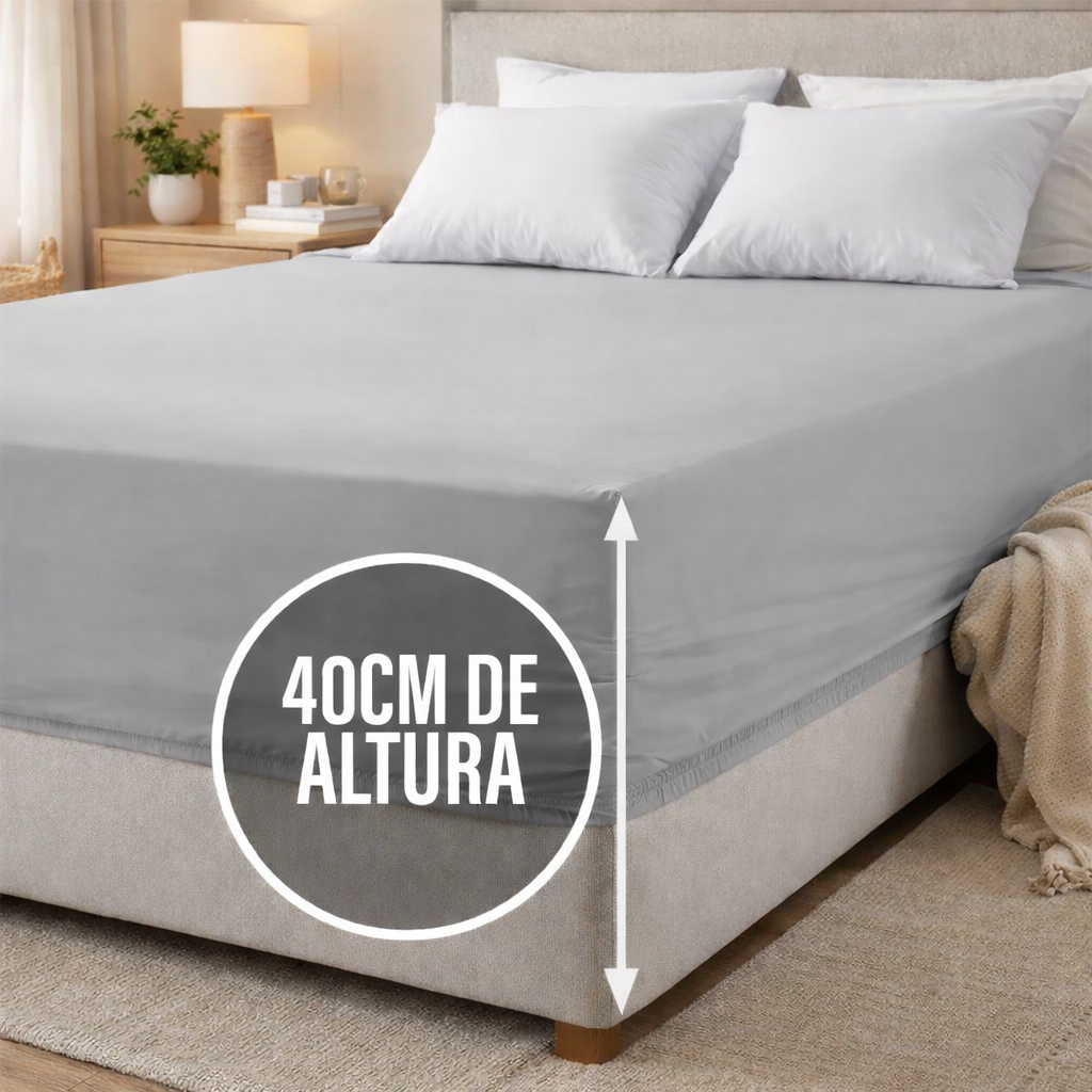 Lençol Solteirão c/ Elástico na Volta Toda Percal flex 400 fios Toque Acetinado