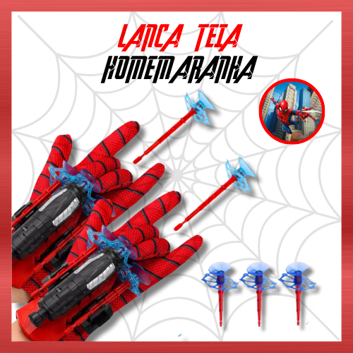 Kit 1/2 Luvas Homem Aranha Infantil Lançador de Teia Dardo com Ventosa Brinquedo Spider Man