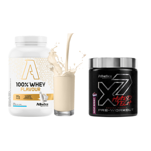 Kit Whey Flavour Atlhetica 90gg e Pré Treino X7 Hard Tech 200g