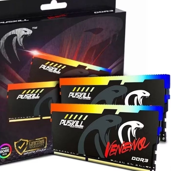 Conj. 2 x  Memória RAM RGB DDR3 8GBx2 1600MHz 1280OS Udimm Dual Channel DIMM PC Game, Desktop Puskill