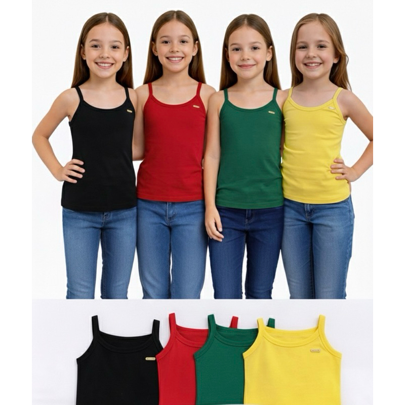 Kit 4 Regatas Infantil Alça Fina para meninas confortável para o dia a dia