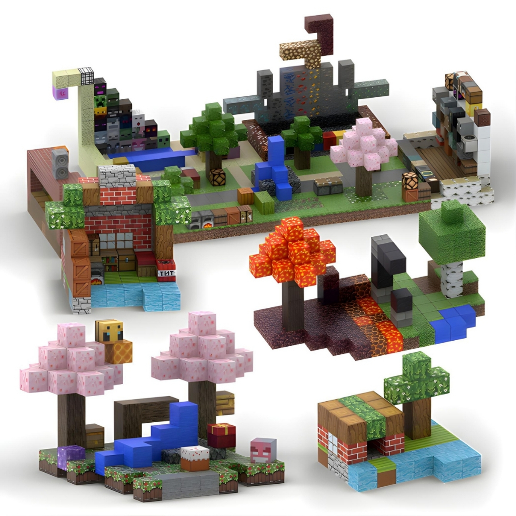Blocos Montar Magnéticos Craft Construção Cubo Mine 119 Peças