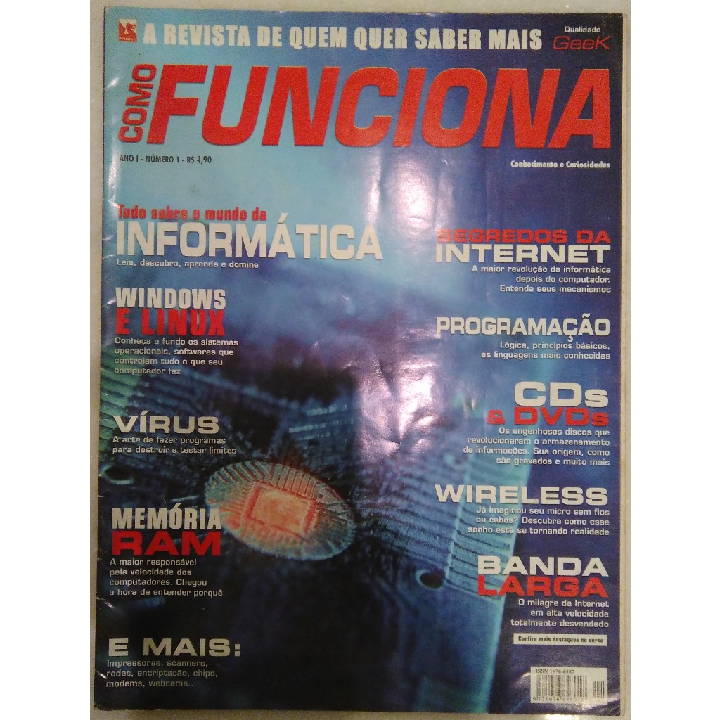 Revista Antiga "Como Funciona" Ano 1 Número 1 Informática Internet