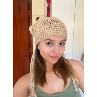 Lenço bandana de tricô ponto crochê saída de praia varias cores moda verão em Oferta na Shopee