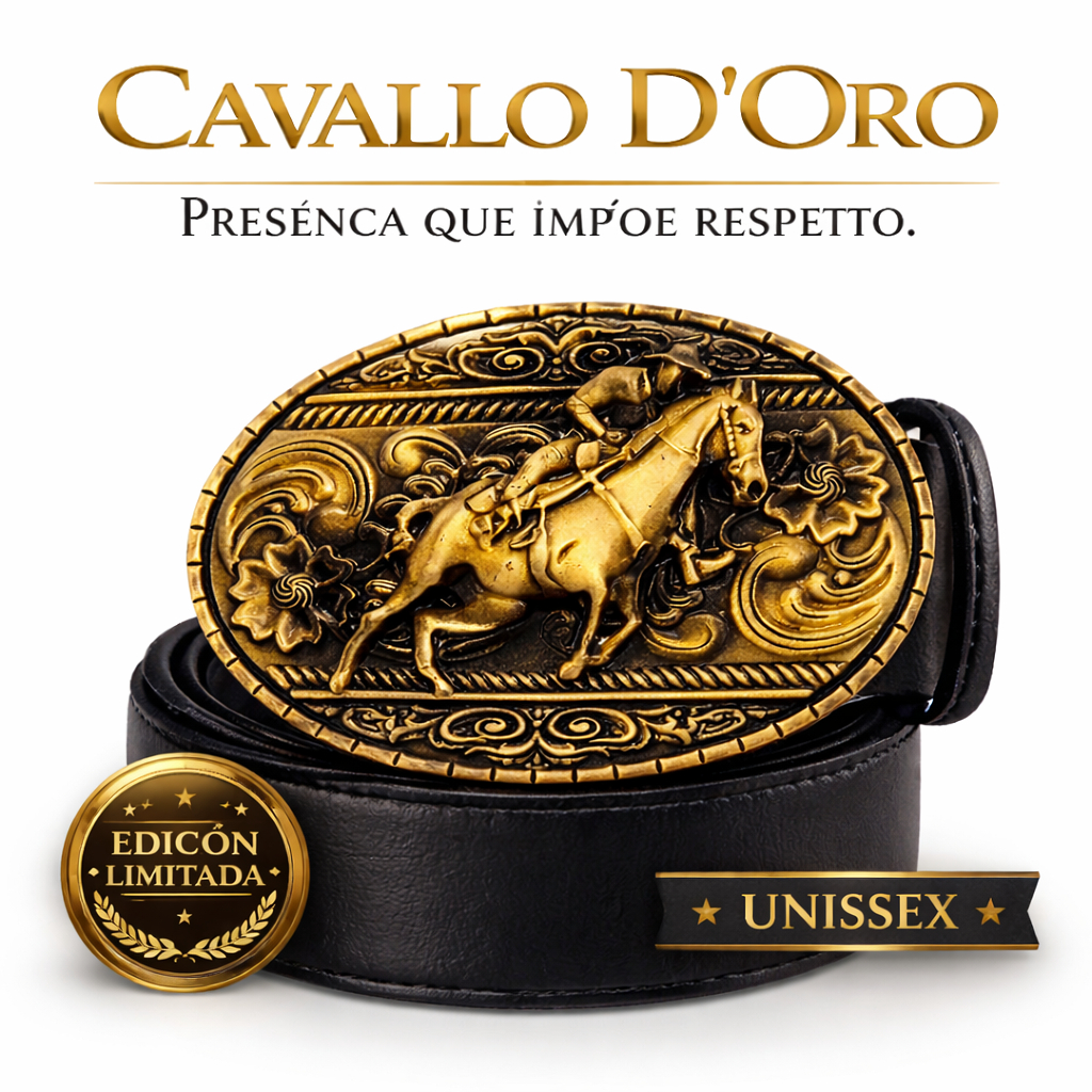 Cinto Unissex Country Fivela Cavalo Dourado Festa Junina - Rodeio Cavalo Dourado