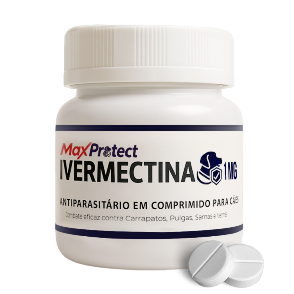 Ivermectina 1mg P/ Cães e Gatos de 1kg a 7,5kg  Combate Pulgas Carrapatos Sarnas Vermes - 20 Comp