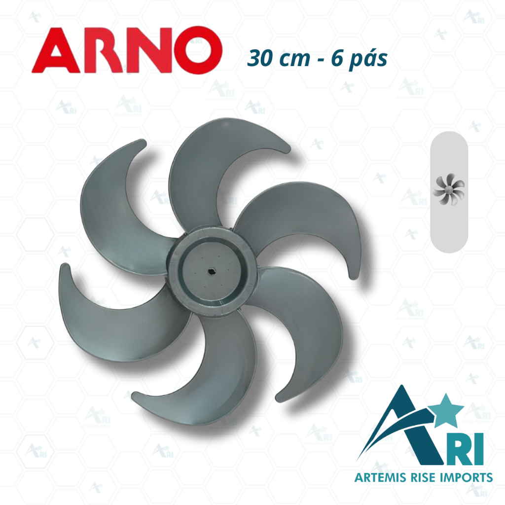 Hélice 30cm 6 Pás Prata para Ventilador 30cm Compatível Arno em Oferta na Shopee