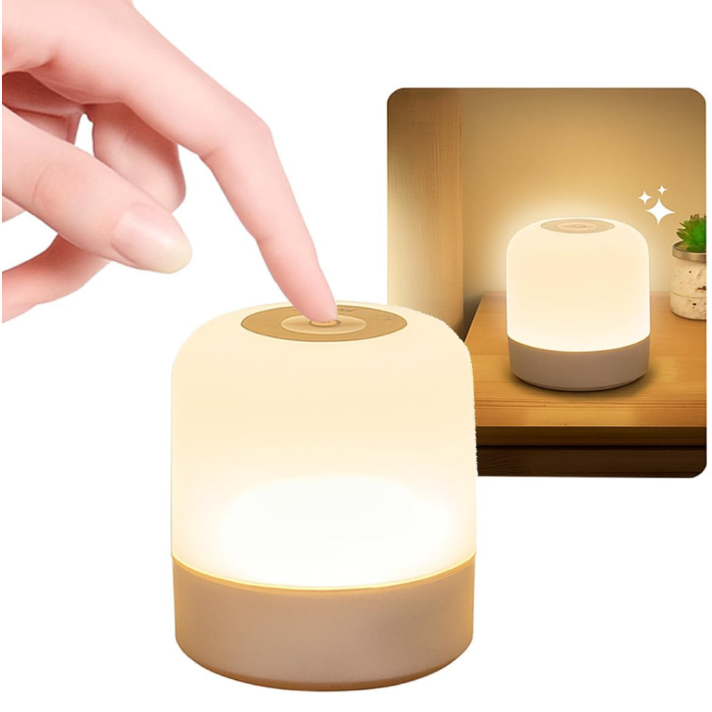 Mini Luminária de Mesa Abajur com 3 Modos de Iluminação Touch Recarregável Para Criado Mudo Estudos Decoração e Leitura