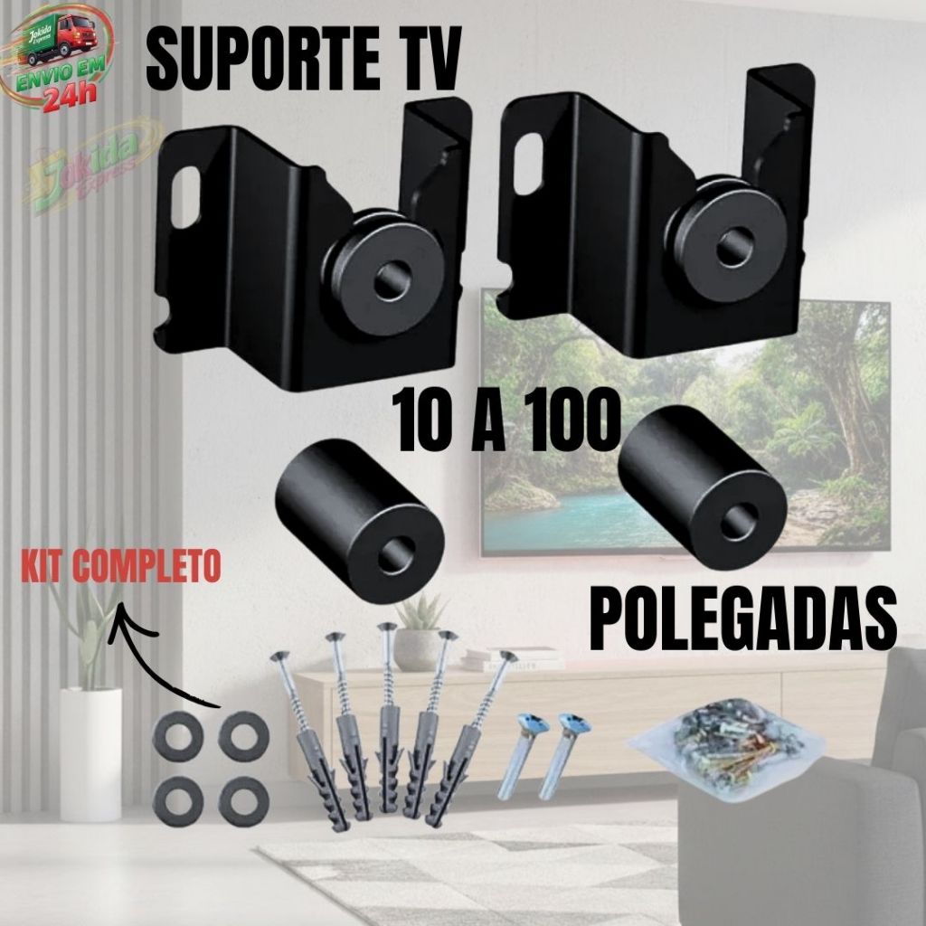 KIT Suporte Universal Fixo Para Smart TV LED LCD 4K Parede Painel 10 24 32 43 50 55 60 75 100 Polegadas