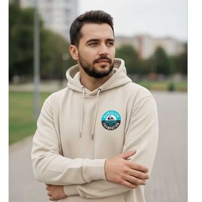 Moletom Masculino Quiksilver Casaco Blusa de Frio Estampado Com Capuz e Bolso Casual Inverno