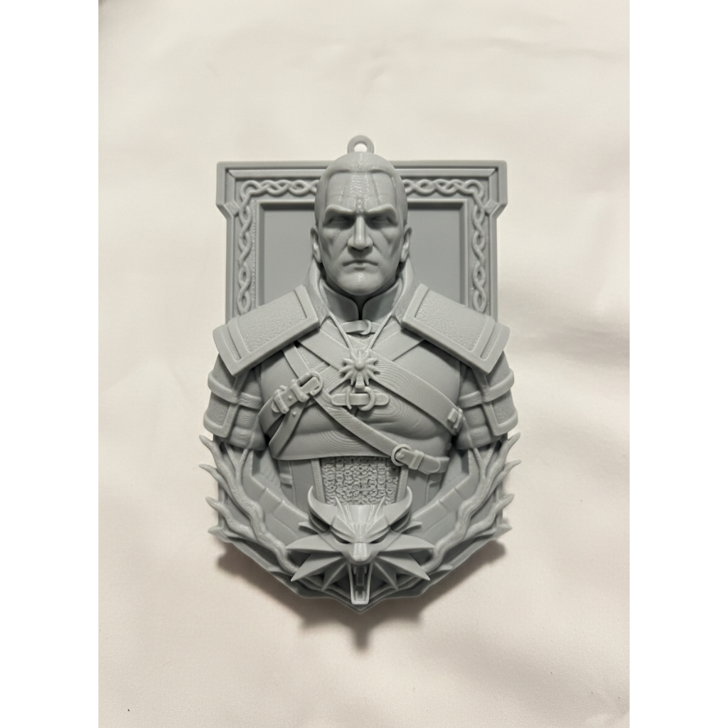 Busto Geralt de Rívia The Witcher 3 4 Lobo Placa Decorativa 16cm