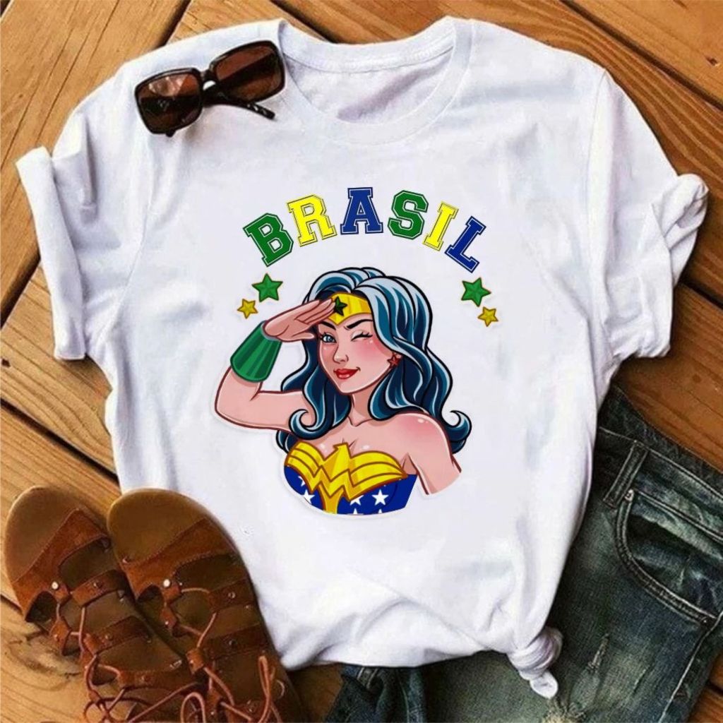 Camiseta Feminina Blusa Brasil T-shirt M-Maravilha Copa do Brasil
