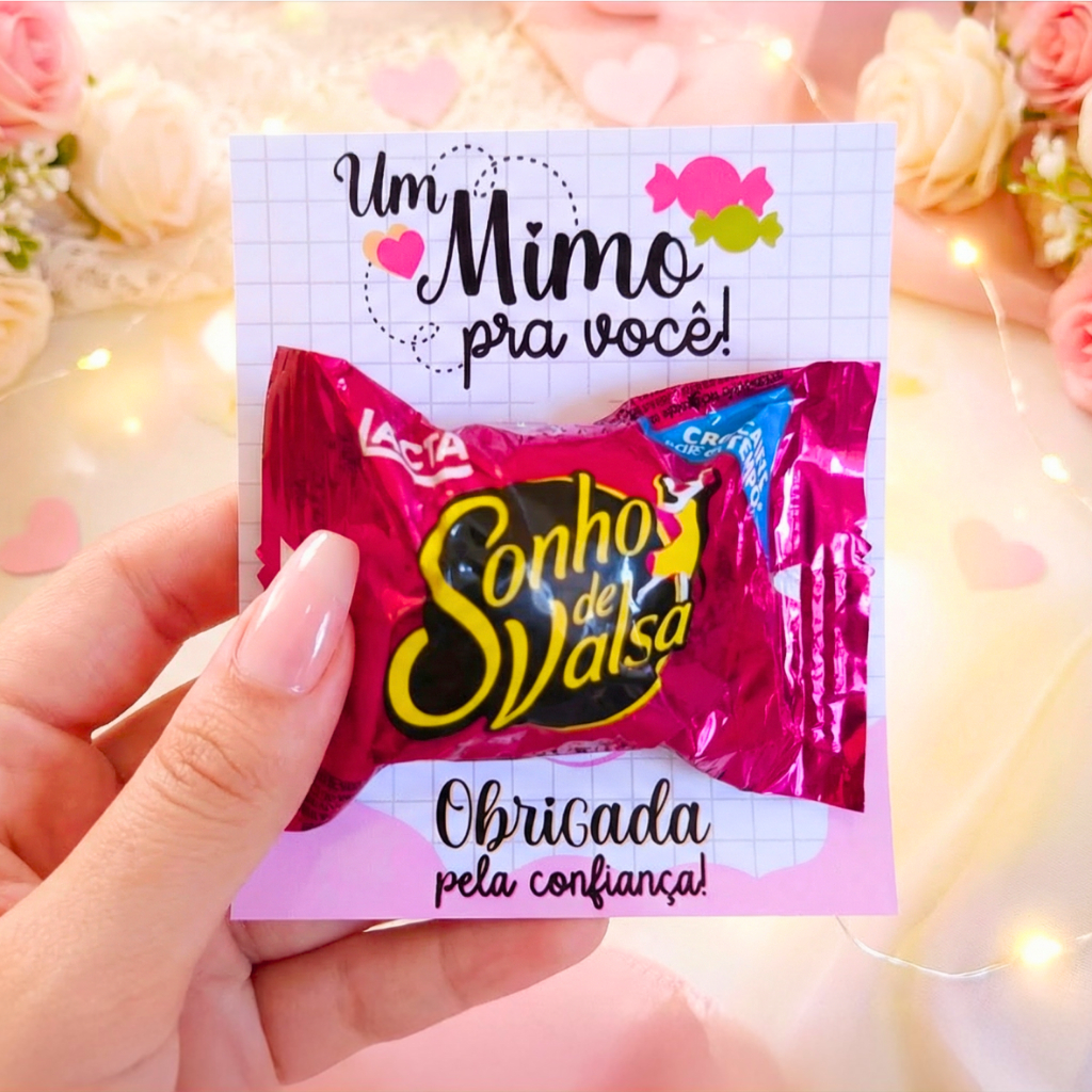 Cartões de Agradecimento Personalizado p/ Bombom - Um mimo para você