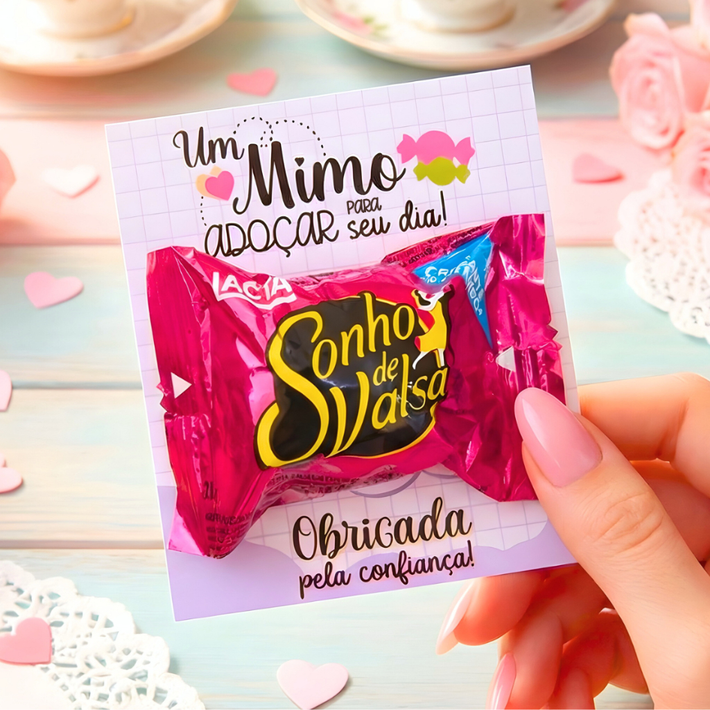 Cartões de Agradecimento Personalizado p/ Bombom - Um mimo para adoçar seu dia