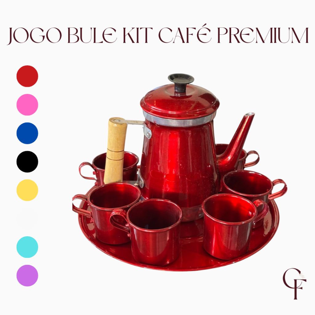 Jogo Bule Kit Café Com 6 Xícaras E Bandeja Café Chá Alumínio Retro Premium em Oferta na Shopee
