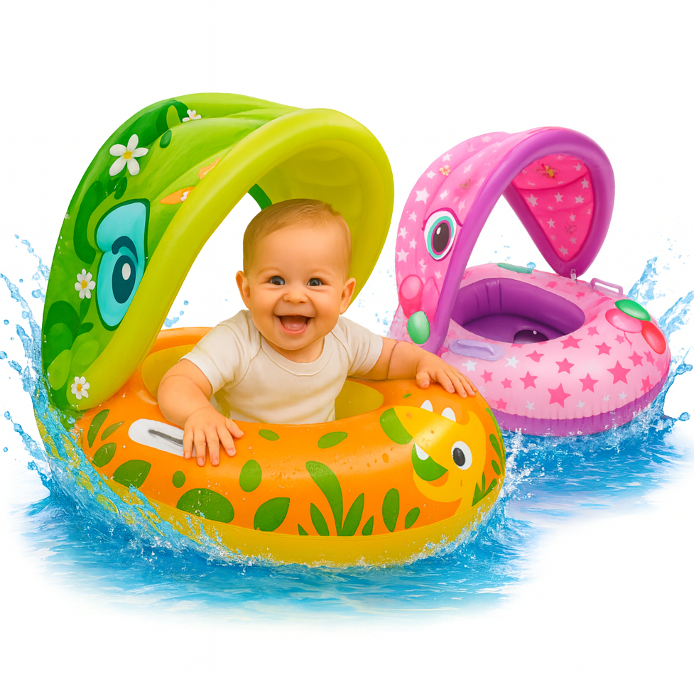 Boia Bote Inflável Infantil Para Bebê Colete Piscina Fralda Cobertura Proteção Solar