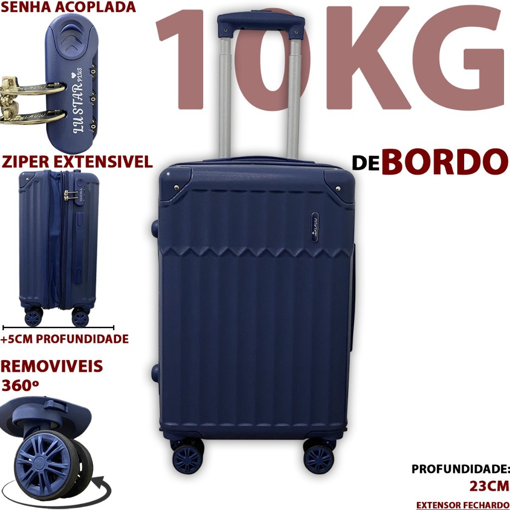 Mala De Bordo 10Kg ANAC ABS Mala De Viagem De 10 Kilos Roda Dupla Rodas Giratórias 360 Promoção