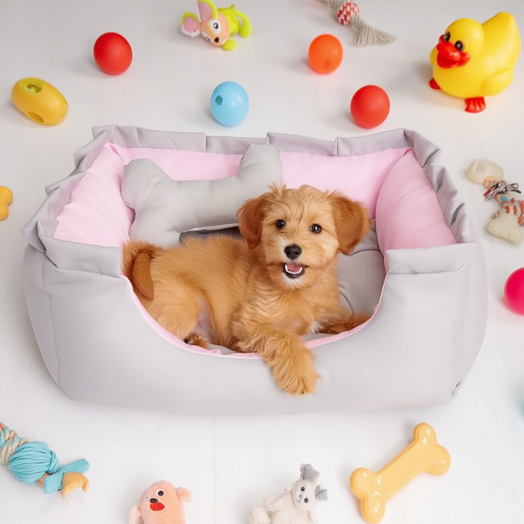 Caminha Pet Rosa Cachorro Gatos Cinza Mini Almofada Brinquedo Com Ziper