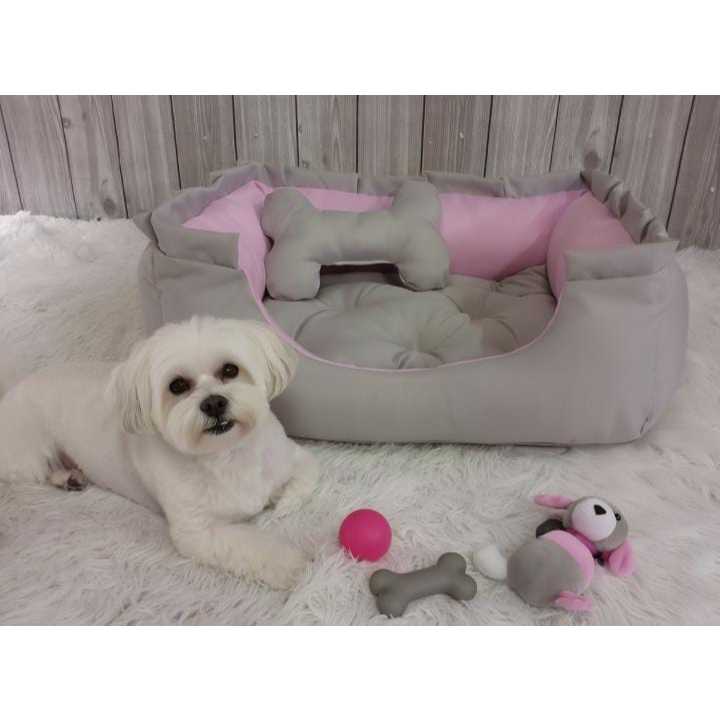 Caminha Pet Rosa Cinza P 45x50 Pequena 2 Pç Mini Almofada Rosa/cinza Liso