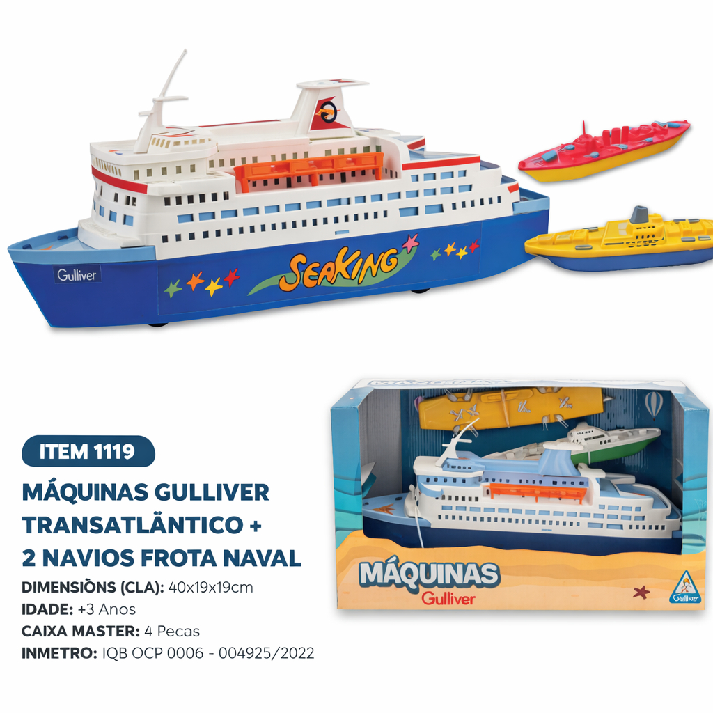 Kit Transatlântico Com 2 Navios Na Caixa Brinquedo Navio Cruzeiros Barco Miniatura Embarcação Decoração Infantil