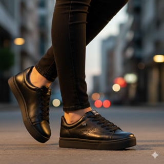 Tênis Feminino Via Marte Preto Casual em Napa Confortável com Cadarço em Oferta na Shopee