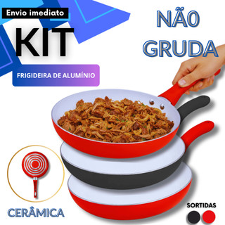 Frigideira Cerâmica Antiaderente 16/20/24cm Alumínio Cabo Anti Térmico Vermelho Preto Escolha