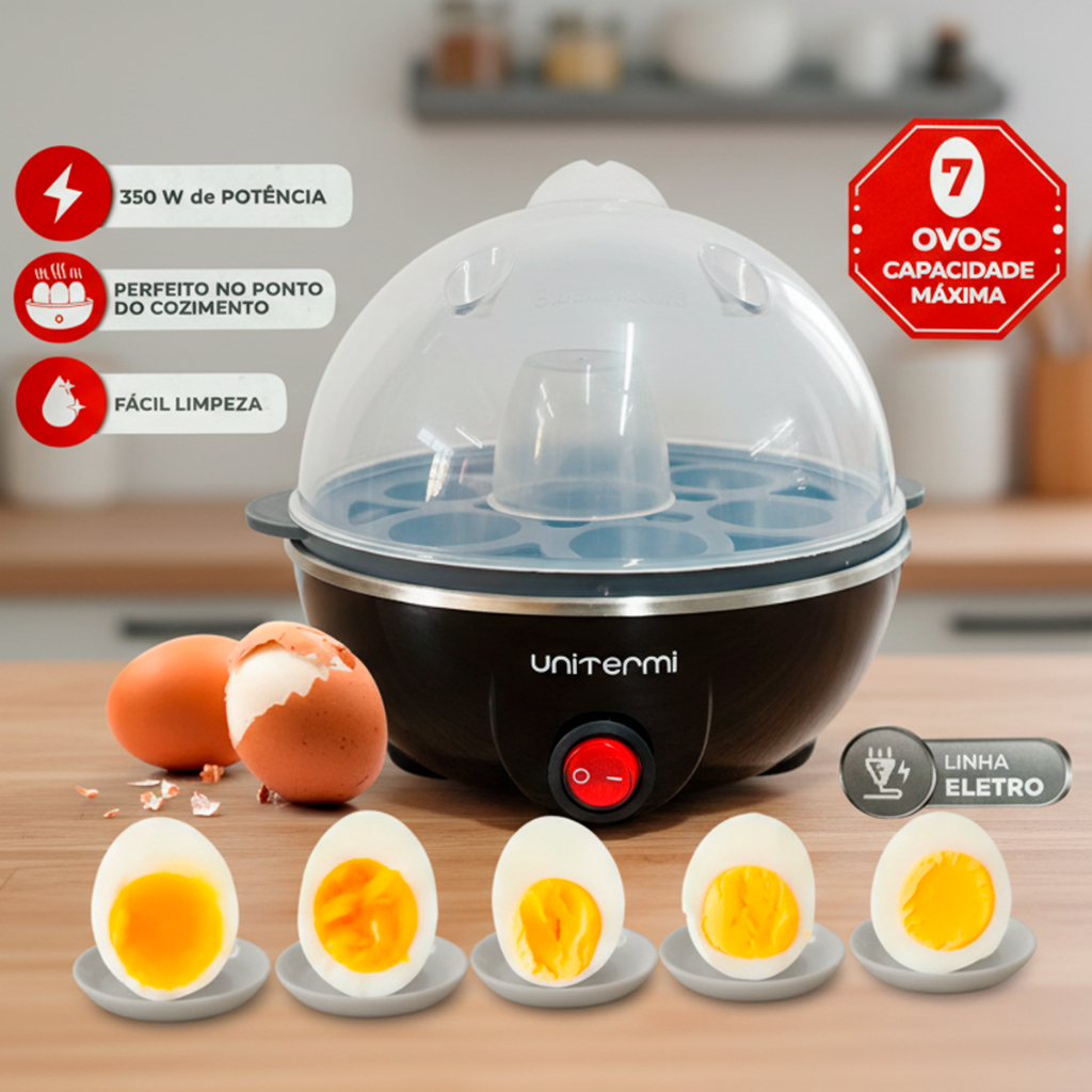 Cozedor de Ovos Elétrico – Tampa Transparente e Cozimento Rápido 220V Portátil em Oferta na Shopee