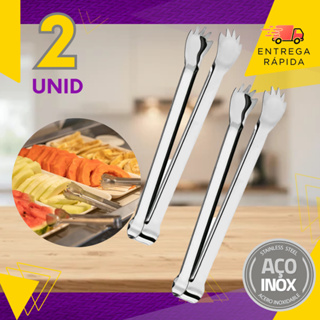Pegador Aço Inox Carne Gelo Frutas Fondue Petisco Frios Queijo Presunto Pinça Multiuso em Oferta na Shopee