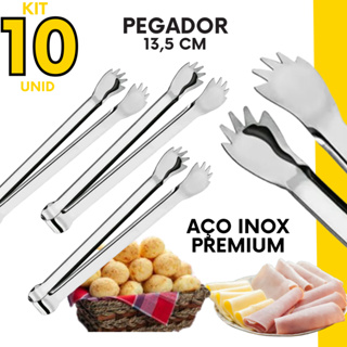Pegador Aço Inox Carne Gelo Frutas Fondue Petisco Frios Queijo Presunto Pinça Multiuso em Oferta na Shopee