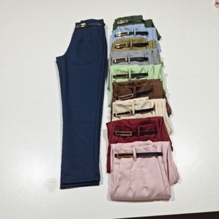 calça Alfaiataria feminina cintura alta com cinto modas zarha em Oferta na Shopee