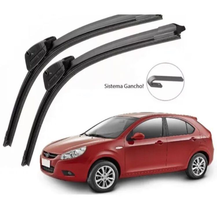 Par Palheta Limpador Parabrisa De Borracha com Silicone Encaixe Tipo Gancho JAC J3 2010 a 2016