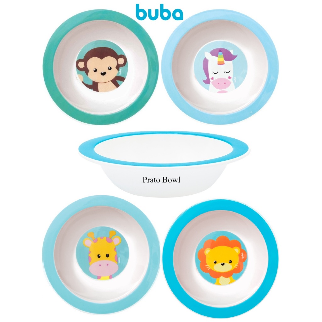 Prato bowl fundo Animal Fun Aventuras Buba estampas divertidas resistente bebê papinha alimentação em Oferta na Shopee