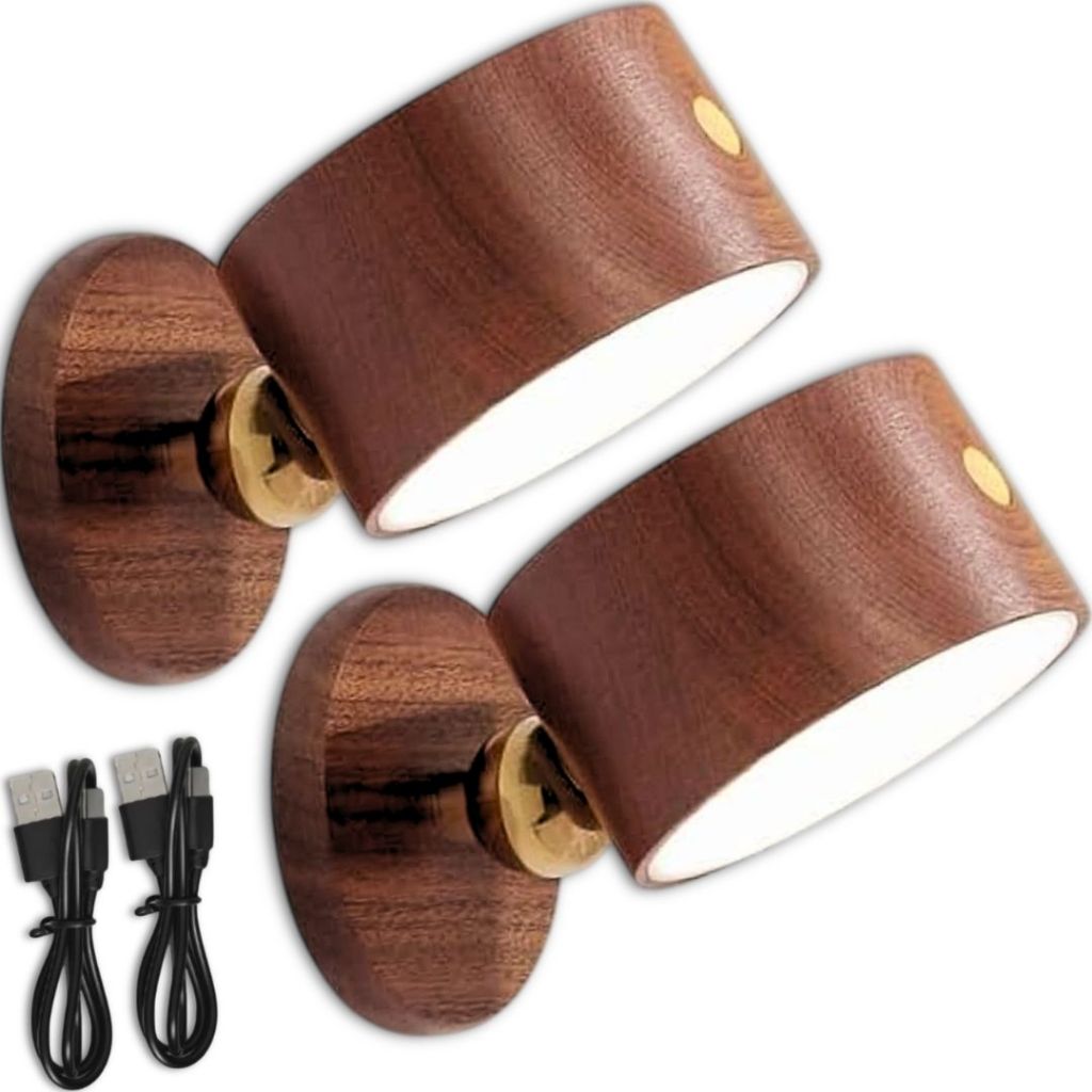Kit 2 Luminária Led Spot Sem Fio Sobrepor Arandela Cabeceira Cama Sala Parede Luz Decorativa