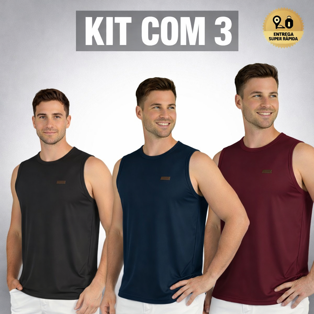 Kit 3 Camisetas Regata Esportiva Masculinas Regata Academia Camisa Sem Manga Esportiva