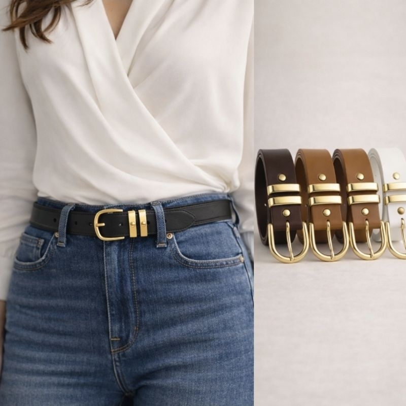 Cinto Feminino Fino Premium Importado Couro Sintético Elegante para Calça Social Jeans Look Moda Chique Ajustável em Oferta na Shopee