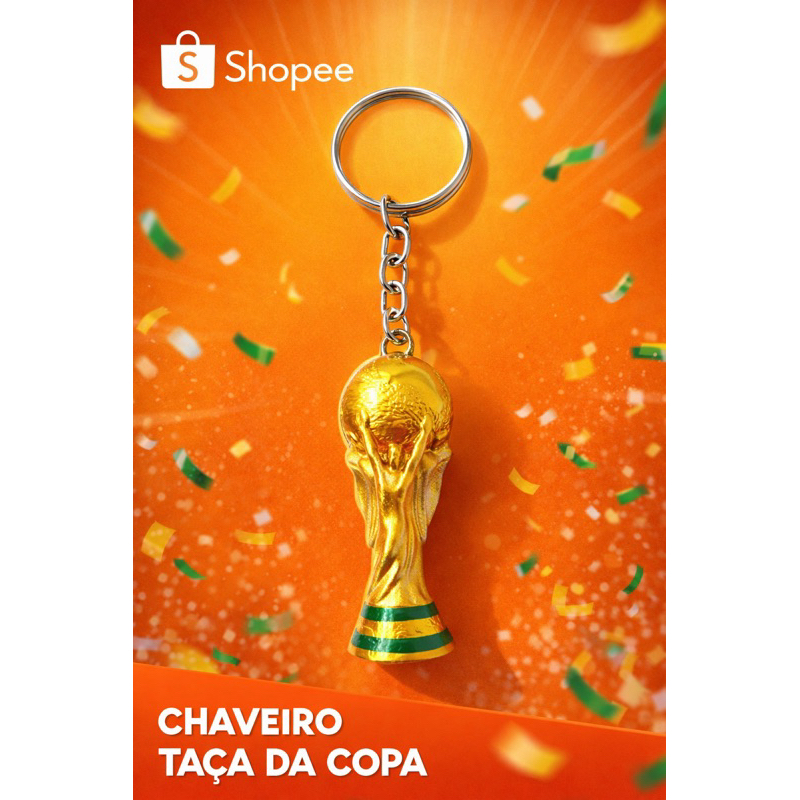 Chaveiro Taça da Copa do Mundo 2026 – Mini Troféu Dourado Futebol | Presente para Torcedor