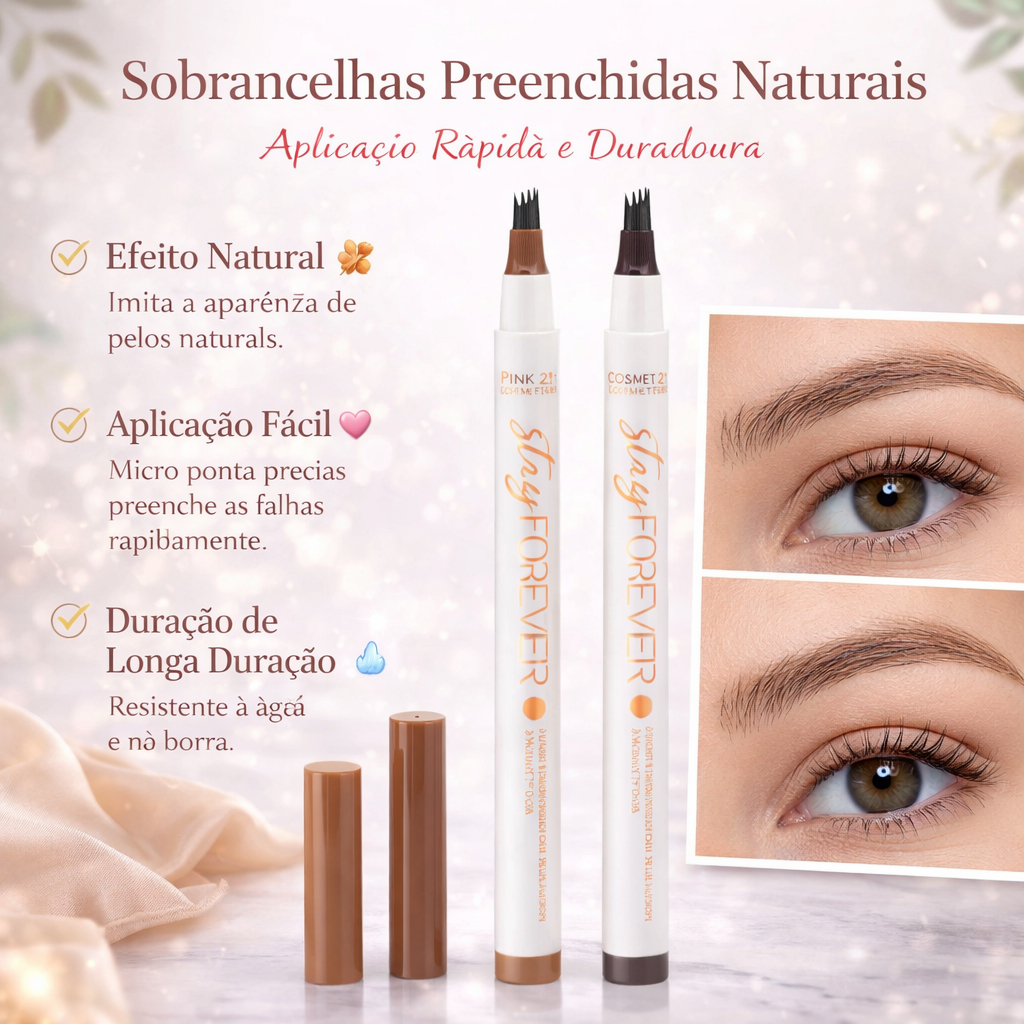 Caneta Delineadora para Sobrancelhas Pink 21 Stay Forever – Microblading, Fio a Fio & À Prova d’Água