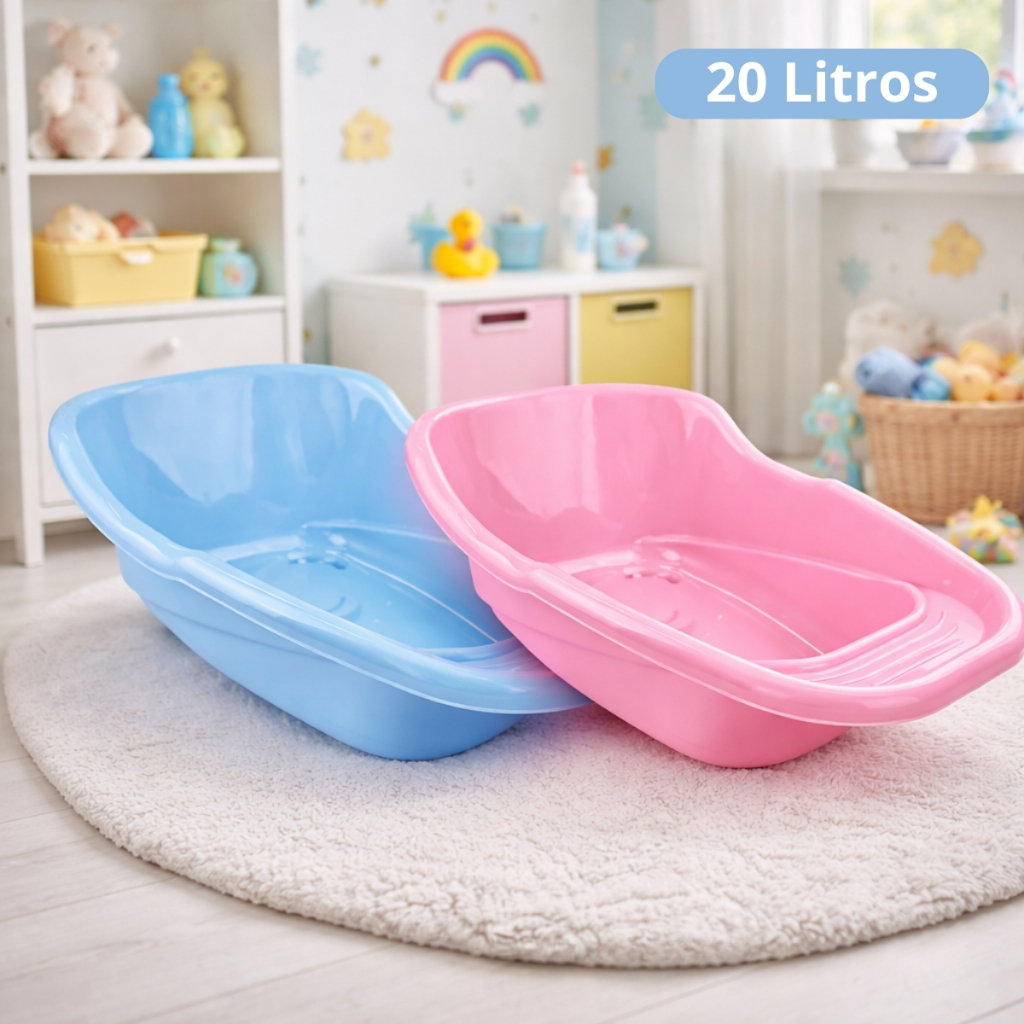 Banheira Infantil Adoleta 20 Litros Resistente Anatômica Ergonômica Valvula de Escoamento Rosa Azul em Oferta na Shopee
