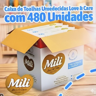 Kit 480 ou 1.920 Lenços Toalhas Umedecidas Mili Love & Care Premium, Nova Embalagem Com 480 Toalhas, Mesma Fórmula em Oferta na Shopee