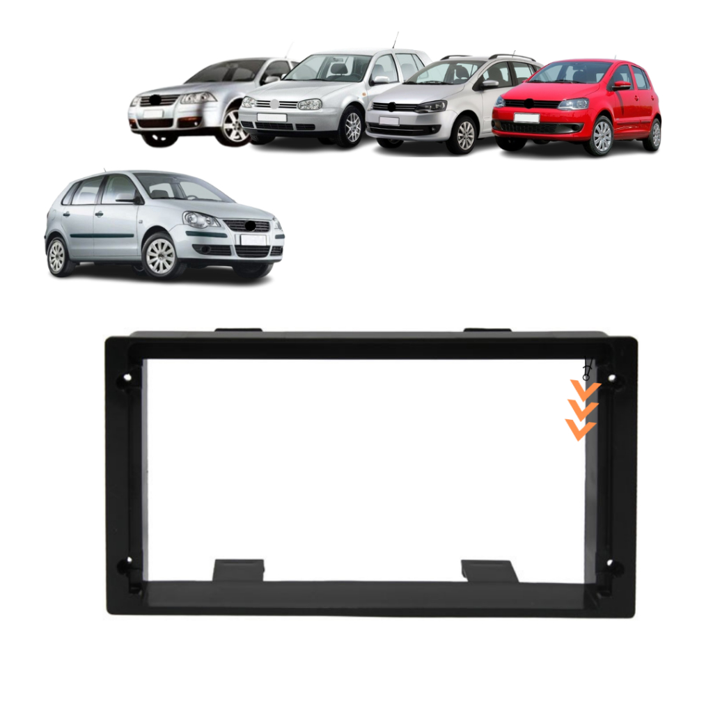 Moldura De Painel 2 Din Multimidia 10 ou 9 Polegadas Golf Polo Fox Bora Space Fox Space Cross Preto
