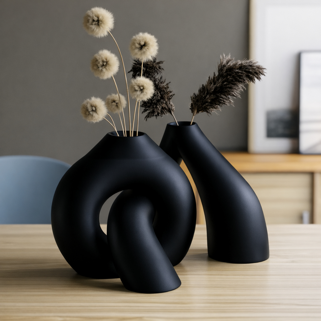 Dupla de Vasos Decorativos Formas  Modernas e Minimalistas Decoração Sala Quarto Escritório em Oferta na Shopee