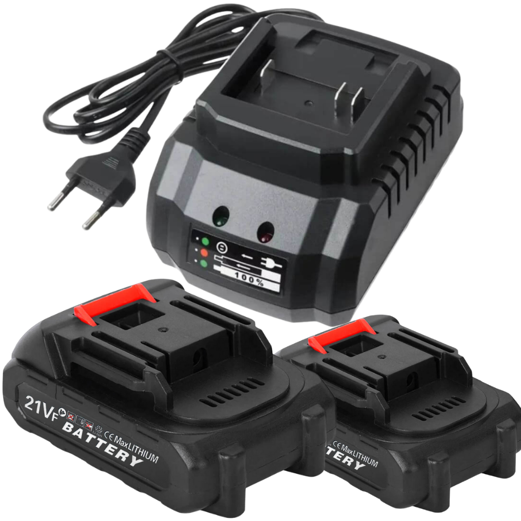 Bateria compatível parafusadeira 21V mais Carregador de Bateria Bivolt