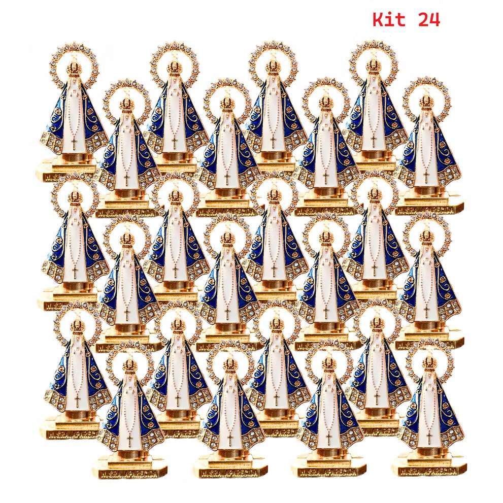 Kit 24 Nossa Senhora Aparecida Dupla Face P/Painel de Carro Lar Trabalho Basilica Miniatura NS Aparecida Basilica em Oferta na Shopee