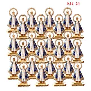 Kit 24 Nossa Senhora Aparecida Dupla Face P/Painel de Carro Lar Trabalho Basilica Miniatura NS Aparecida Basilica em Oferta na Shopee