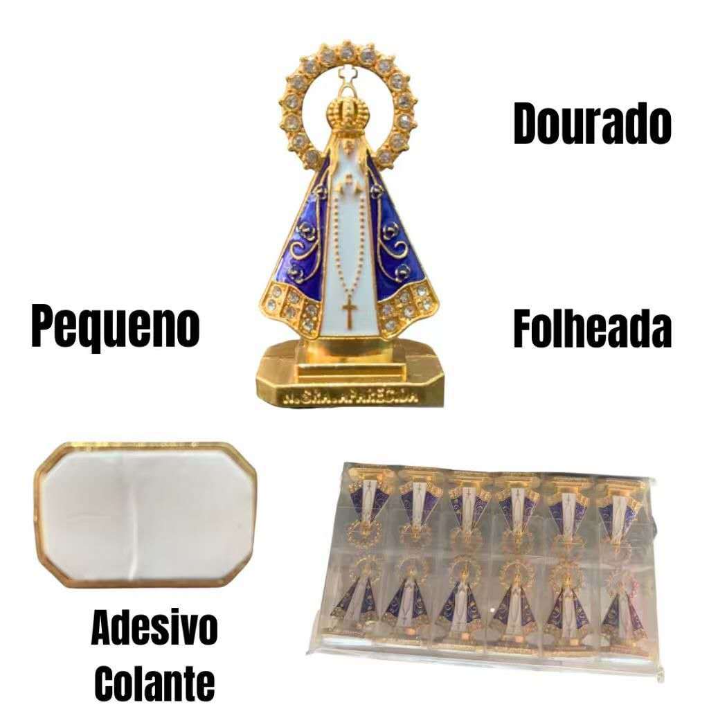 Kit 24 Nossa Senhora Aparecida Dupla Face P/Painel de Carro Lar Trabalho Basilica Miniatura NS Aparecida Basilica