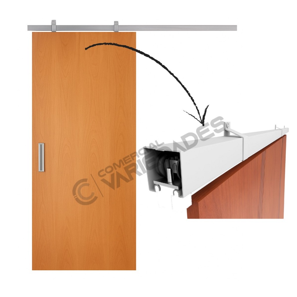 Kit para Porta de Correr de até 62cm Trilho Alumínio INTEIRO 1,20 metros em Oferta na Shopee