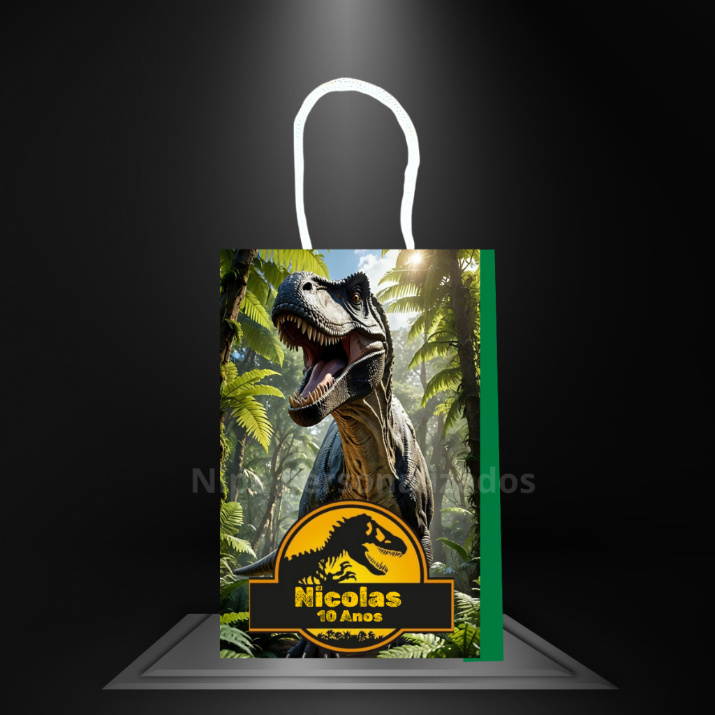 Sacolinha Dinossauro (  PEGUE E MONTE ) sacola surpresa personalizada aniversario lembrancinha
